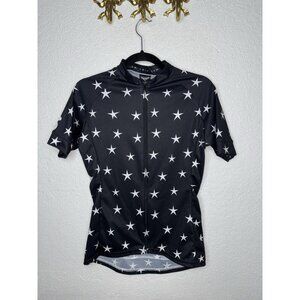 Twin Six Women's Club Raglan Zip Stars Black White Cycling Jersey Short Sleeve R